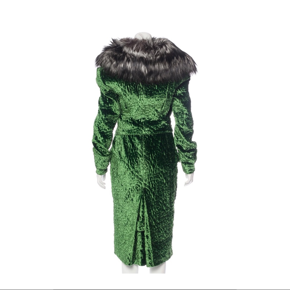 AUTHENTIC TOM FORD Forest Green Astrakan Velvet Coat w/Fox Fur collar. 6/42. - Picture 4 of 4